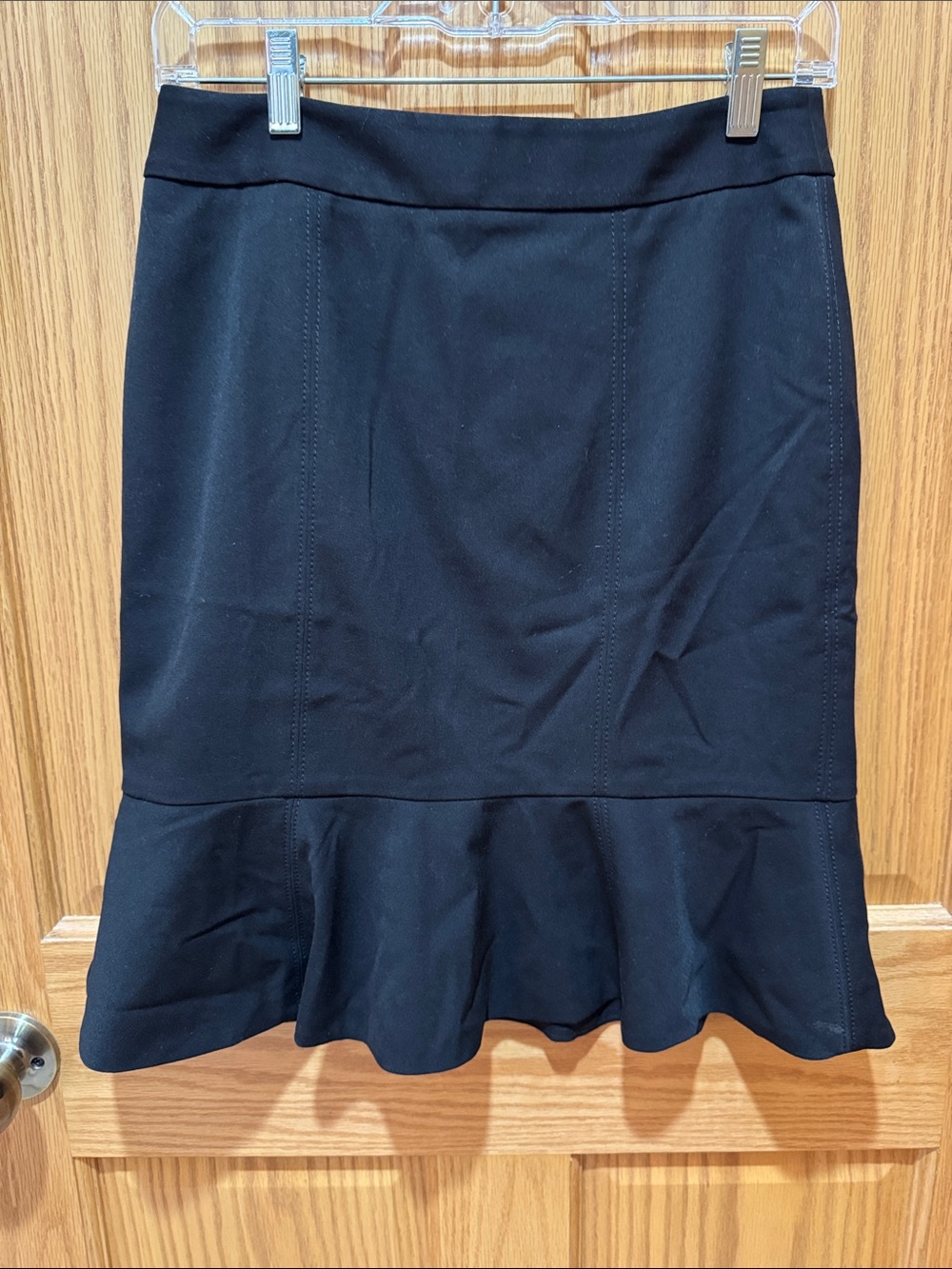 White House Black Market Black Pencil Skirt with Ruffle Hem